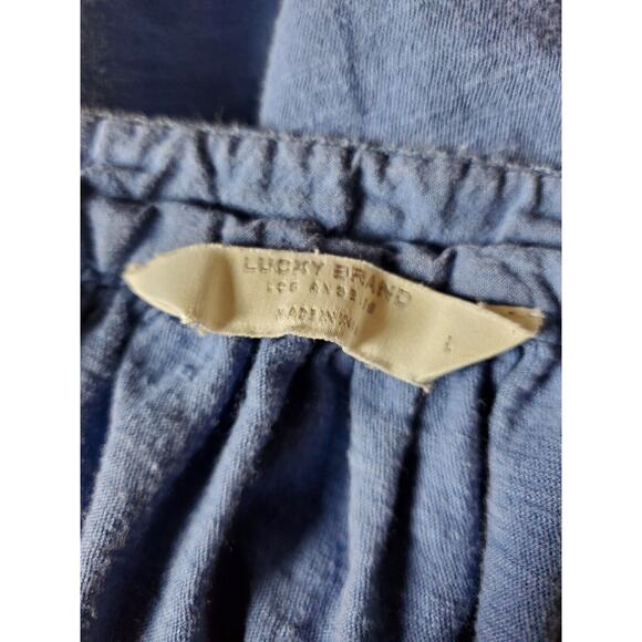 Lucky Brand Large Peasant Top Boho Eyelet Lace Blue Flutter Sleeve EMBROIDERY - Picture 5 of 9